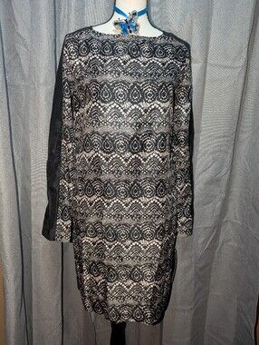 MASSIMO Long Sleeve Lace Print Midi Dress XS New